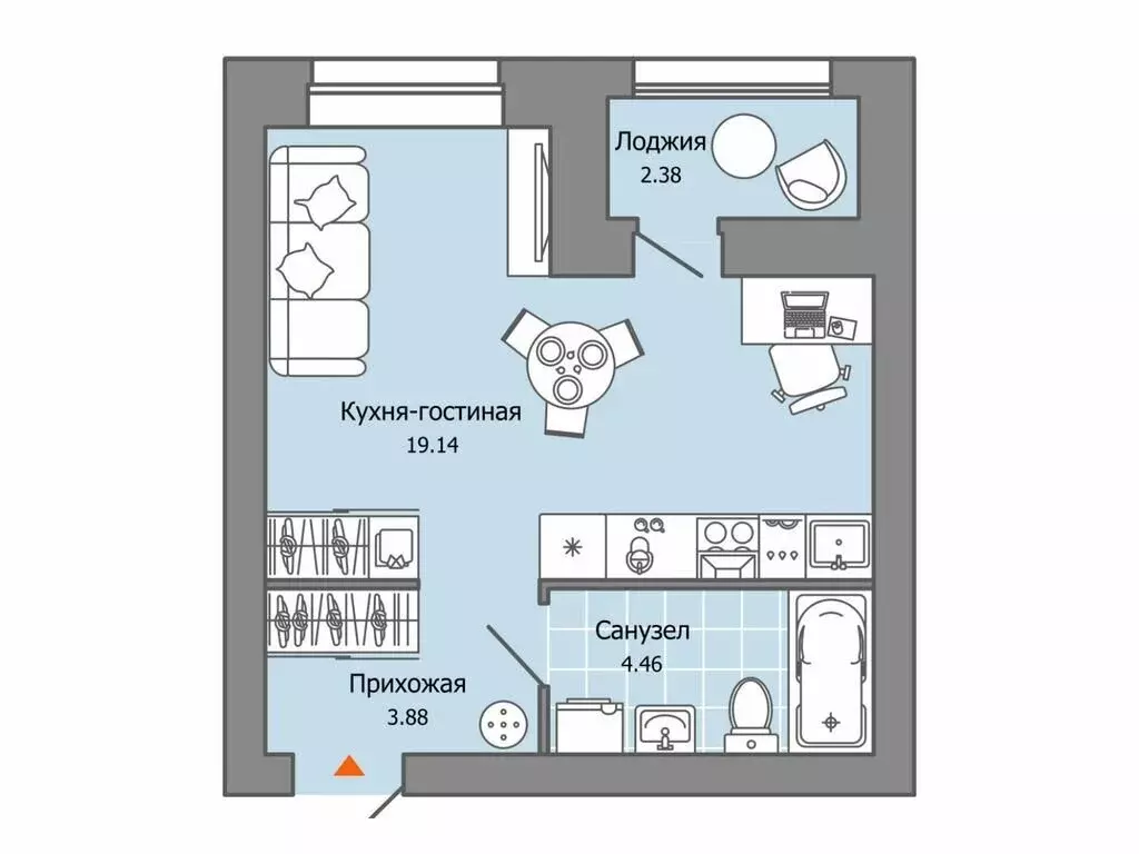 Квартира-студия: Ульяновск, жилой комплекс Город Новаторов, 3 (29 м) - Фото 0