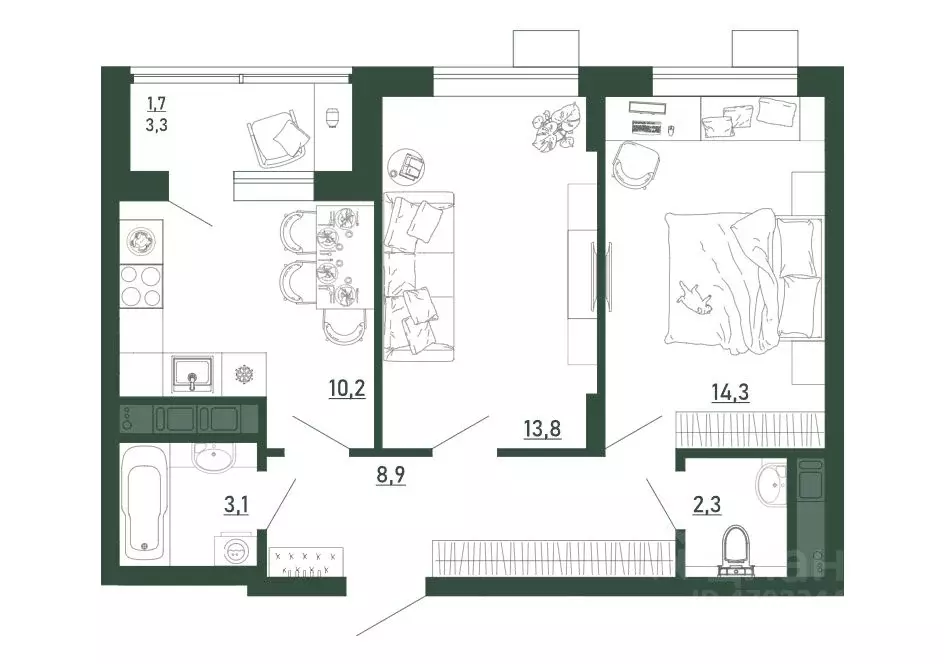 2-к кв. Воронежская область, Воронеж бул. Содружества, 6 (54.3 м) - Фото 1