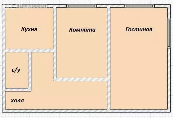 2-комнатная квартира: Люберцы, Красноармейская улица, 1 (41 м) - Фото 0