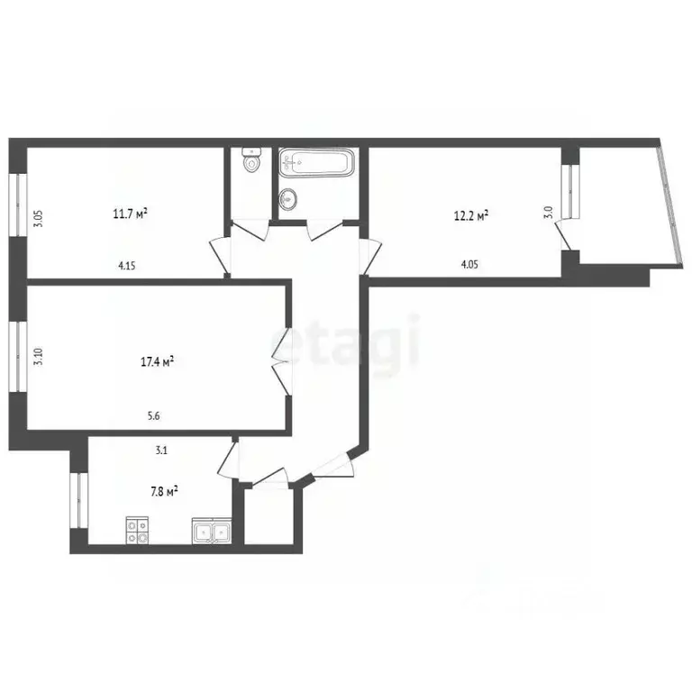 3-к кв. Челябинская область, Челябинск ул. Хохрякова, 22 (68.0 м) - Фото 2