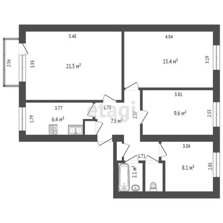 Квартира, 2 комнаты, 43 м - Фото 0