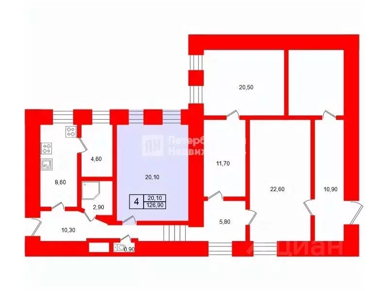 Комната Санкт-Петербург Дегтярная ул., 31 (20.1 м) - Фото 1
