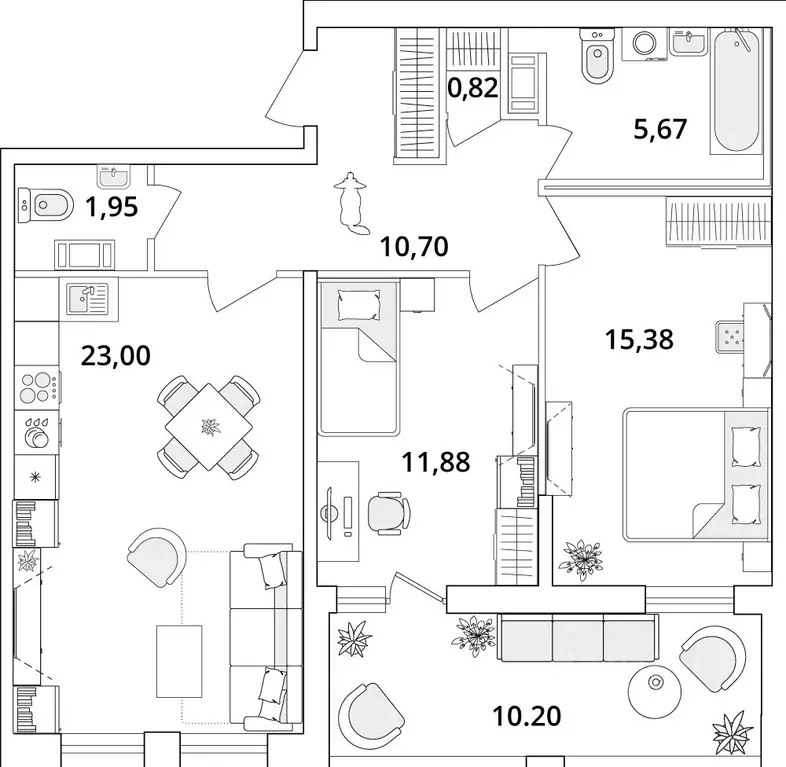 2-к кв. Санкт-Петербург Кубинская ул., 82к3с1 (74.7 м) - Фото 0