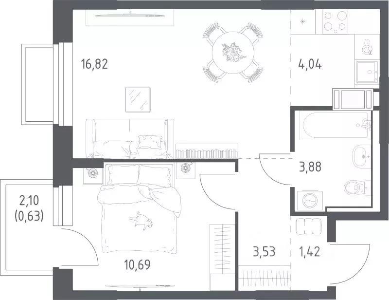1-к кв. Московская область, Люберцы городской округ, Мирный пгт ... - Фото 1