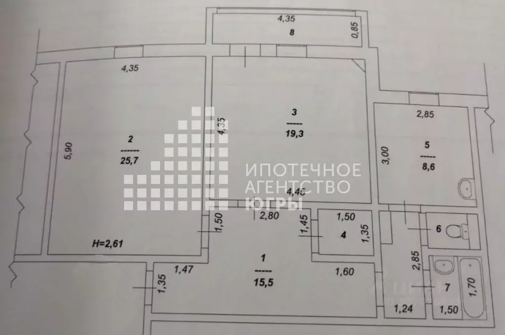 2-к кв. Ханты-Мансийский АО, Ханты-Мансийск ул. Чехова, 51 (74.7 м) - Фото 1