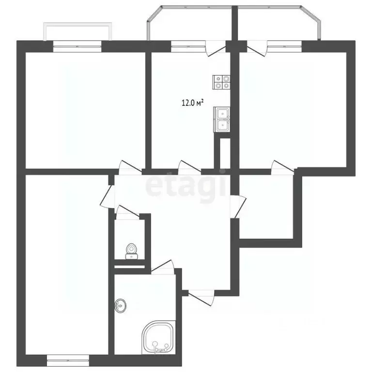 3-к кв. Белгородская область, Белгород ул. Шебекинская, 4 (83.6 м) - Фото 1