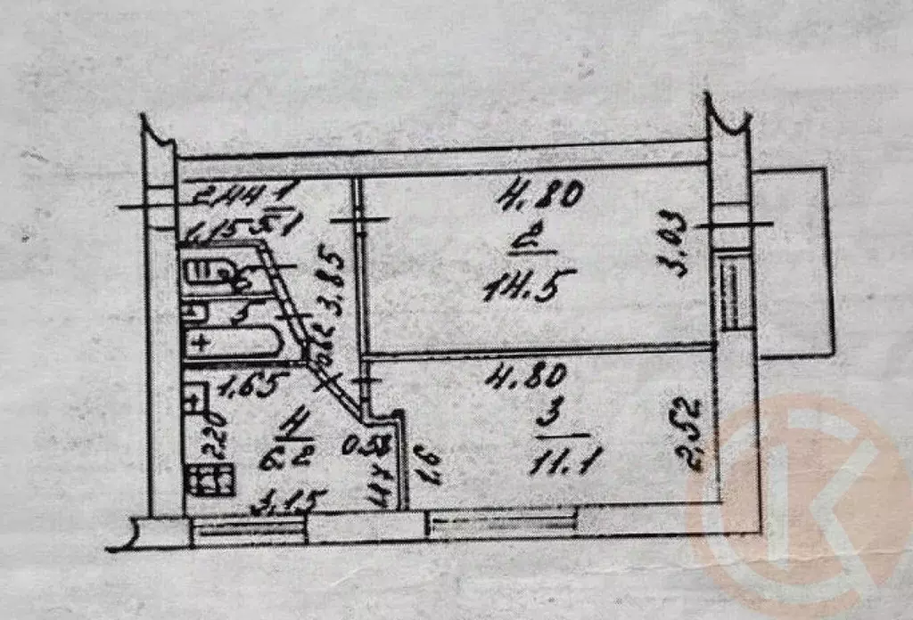 2-к кв. Крым, Симферополь пер. Молодых Подпольщиков, 7/10 (40.0 м) - Фото 2