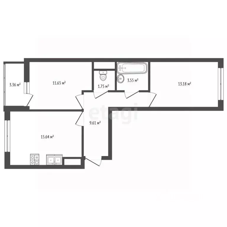 2-к кв. Санкт-Петербург Дальневосточный просп., 19к1 (55.8 м) - Фото 2