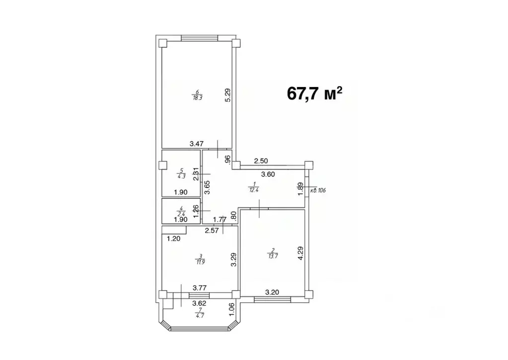 2-к кв. Ставропольский край, Ессентуки ул. Шмидта, 82 (67.7 м) - Фото 1