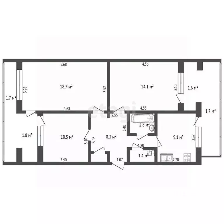 3-к кв. Крым, Феодосия ул. Дружбы, 38 (65.5 м) - Фото 2