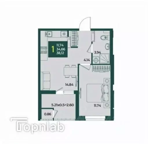 1-к кв. Краснодарский край, Краснодар Образцово мкр,  (38.12 м) - Фото 1