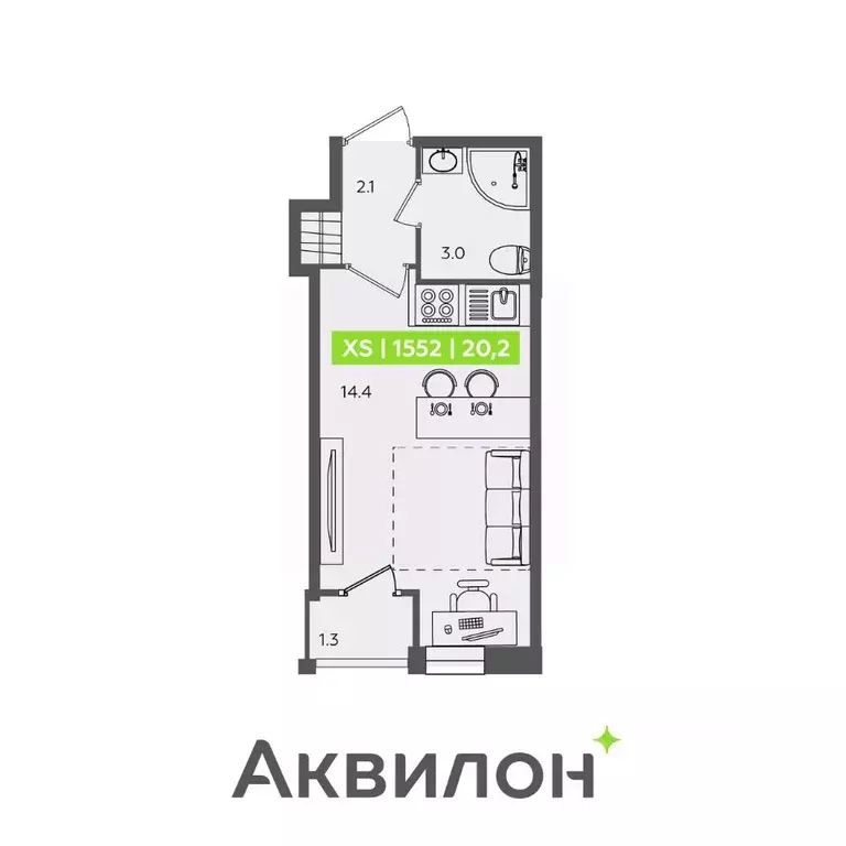 Студия Санкт-Петербург Планерная ул., 87к1 (20.2 м) - Фото 0