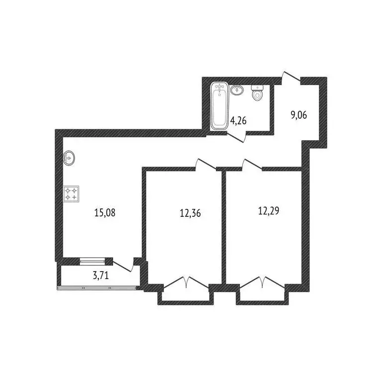 3-комнатная квартира: Новосибирск, улица Гоголя, 204Б (58 м) - Фото 1