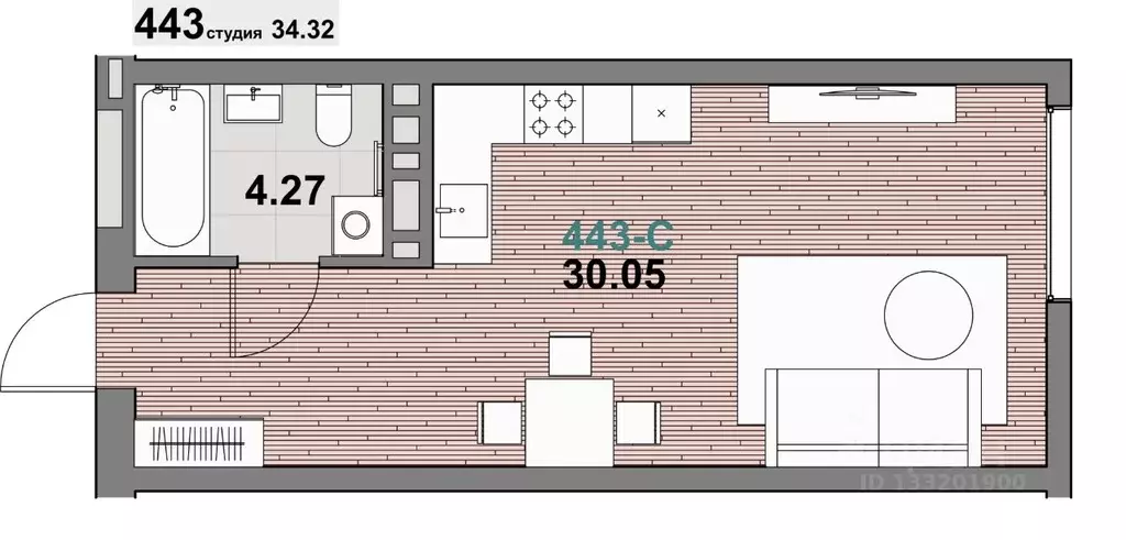 1-к кв. Калининградская область, Зеленоградск ул. Гагарина (34.32 м) - Фото 1