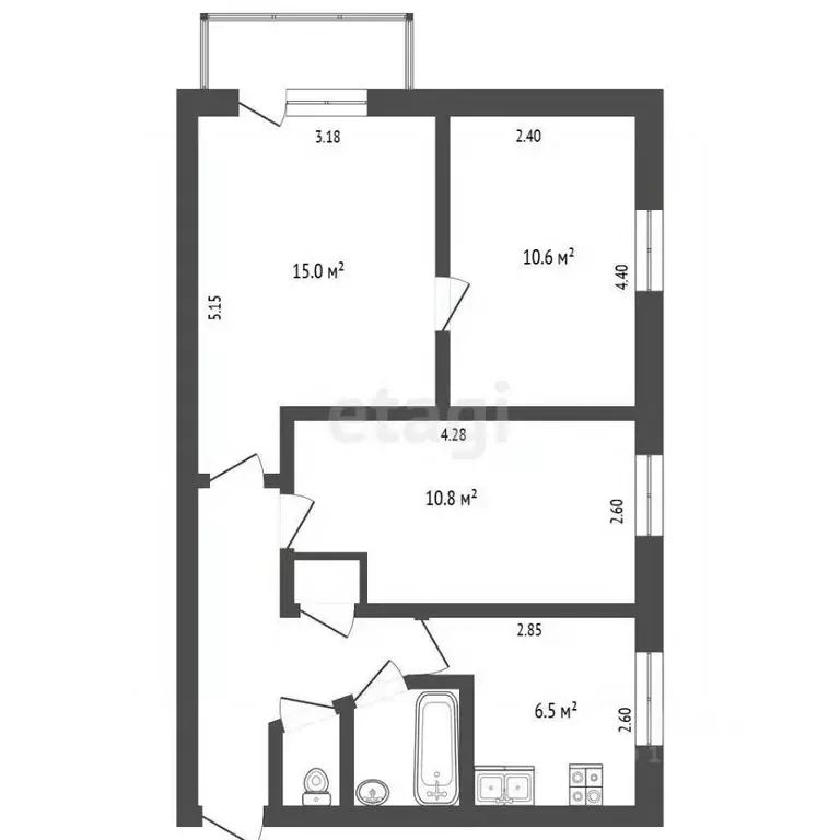 3-к кв. Калужская область, Калуга ул. Герцена, 4 (53.8 м) - Фото 2