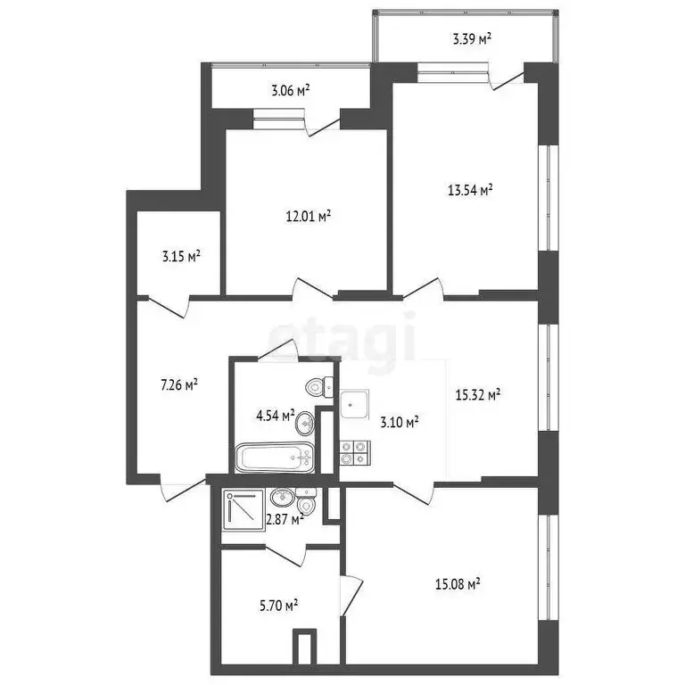 3-комнатная квартира: Тюмень, улица Андрея Кореневского, 3 (89 м) - Фото 0