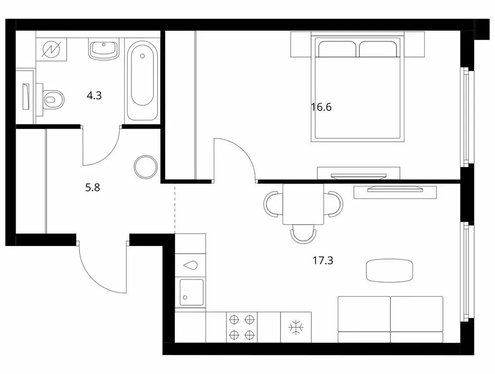1-комнатная квартира: Мытищи, Ярославское шоссе, 120Бк4 (43.3 м) - Фото 1