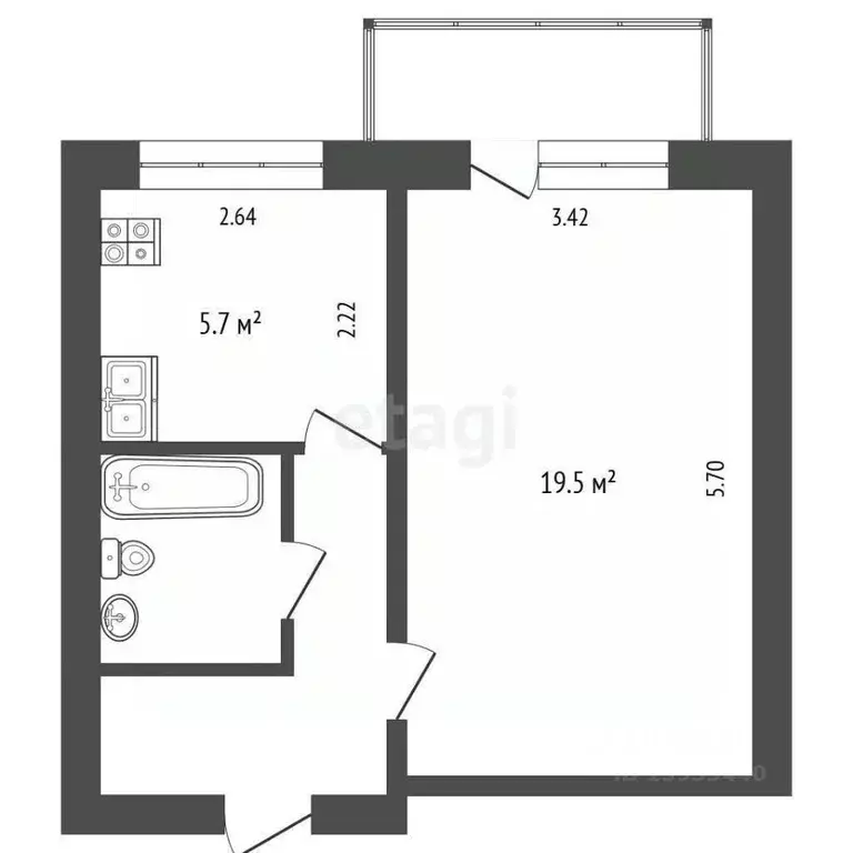 1-к кв. Тюменская область, Тюмень Инженерная ул., 62 (35.0 м) - Фото 0