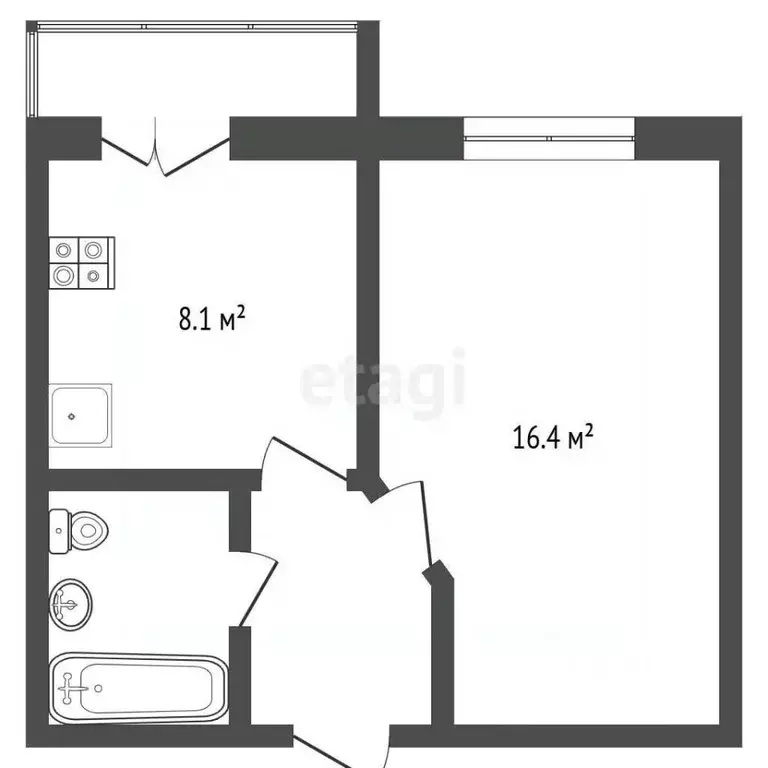 1-к кв. Ярославская область, Рыбинск Волочаевская ул., 38Б (31.7 м) - Фото 2