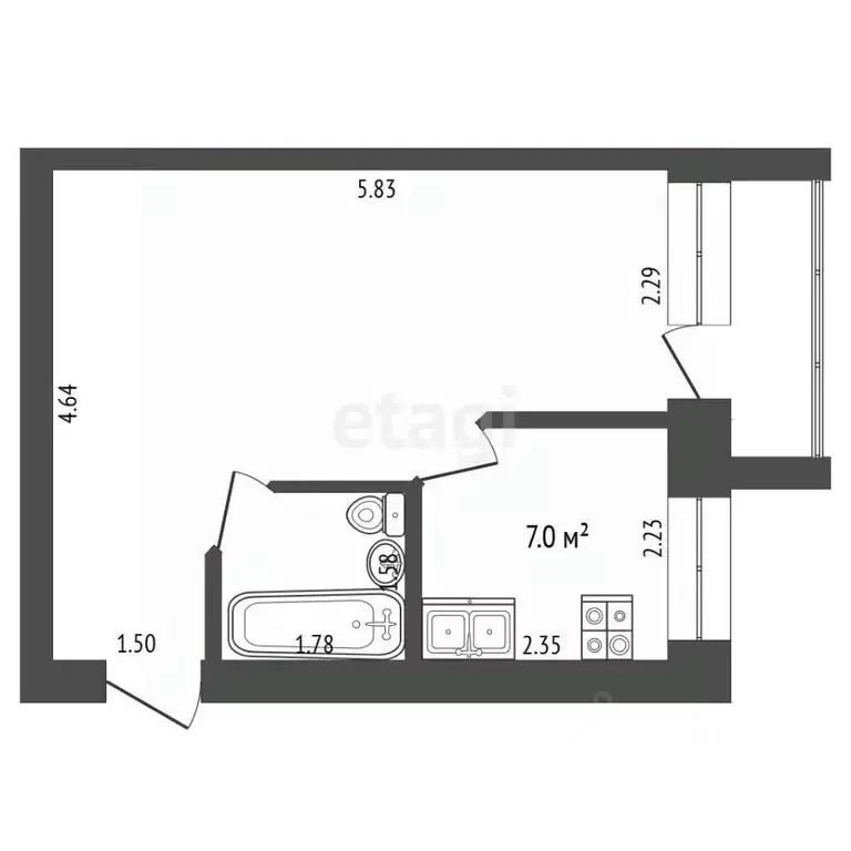 1-к кв. Свердловская область, Тугулым пгт ул. Олимпийская, 1 (26.4 м) - Фото 2