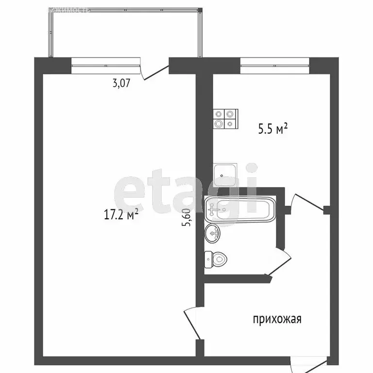 1-комнатная квартира: Петропавловск-Камчатский, улица Пономарёва, 7 ... - Фото 1