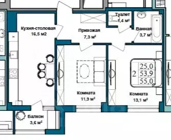 2-к кв. Севастополь ул. Степаняна, 2Б (55.0 м) - Фото 1