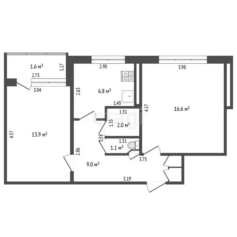 2-комнатная квартира: Калининград, Старопрегольская набережная, 10 (50 ... - Фото 1