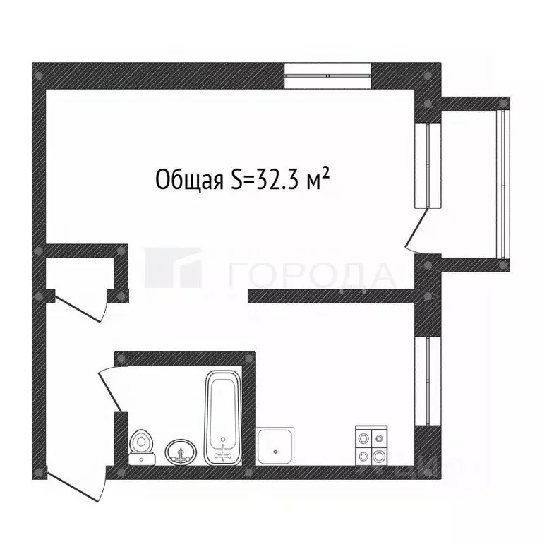 1-к кв. Алтайский край, Барнаул ул. Гулькина, 37 (32.3 м) - Фото 2