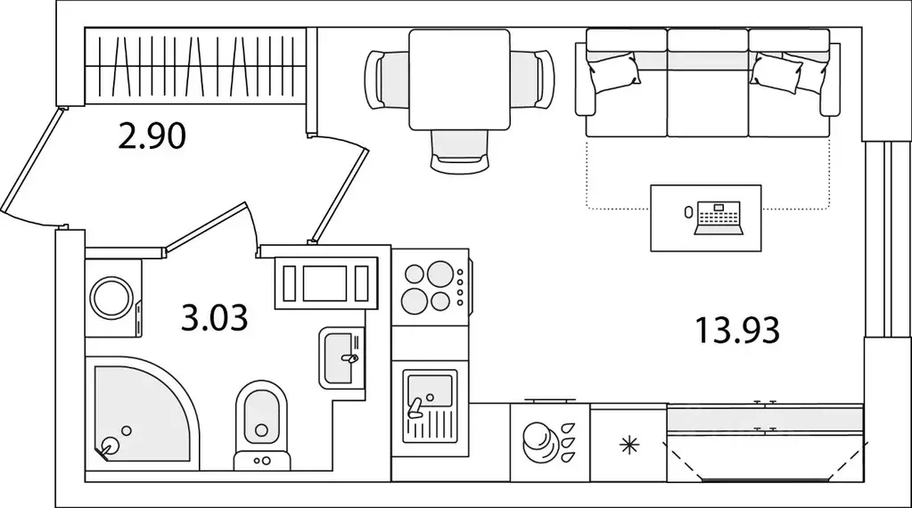 студия санкт-петербург ул. тамбасова, 5н (19.86 м) - Фото 0