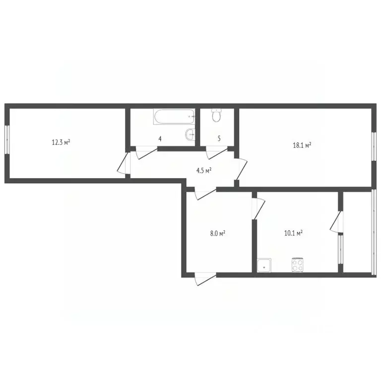 2-к кв. Амурская область, Благовещенск Октябрьская ул., 90 (57.9 м) - Фото 1