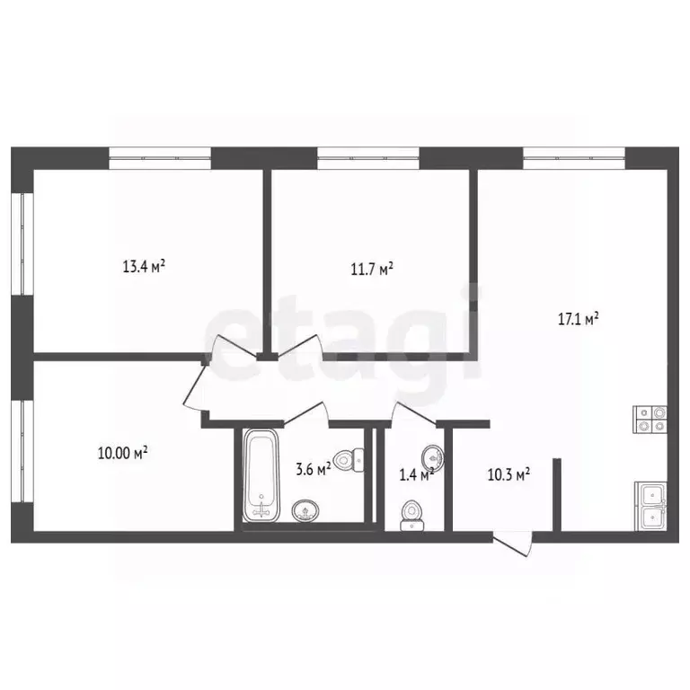 3-к кв. Московская область, Люберцы ул. Летчика Ларюшина, 6к2 (67.8 м) - Фото 2
