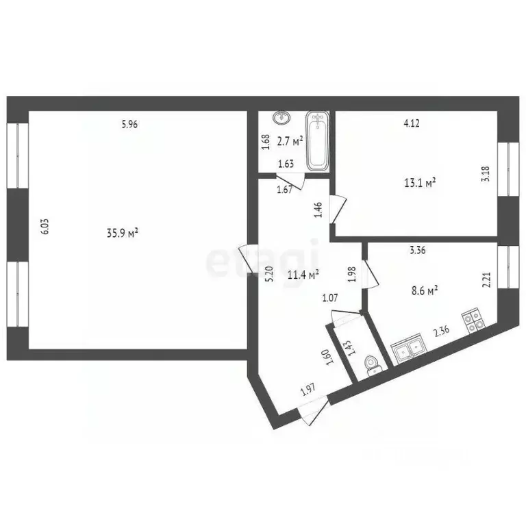 2-к кв. Ямало-Ненецкий АО, Новый Уренгой Юбилейный мкр, 5/2А (73.0 м) - Фото 2