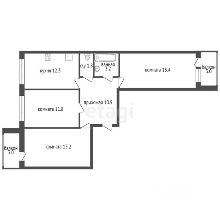 3-к кв. Ленинградская область, Мурино Всеволожский район, ул. Шоссе в ... - Фото 2