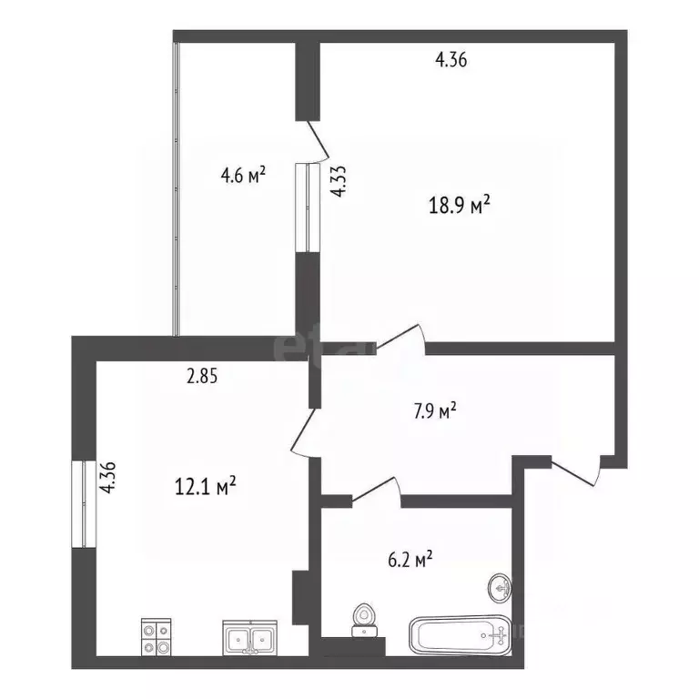 1-к кв. Ханты-Мансийский АО, Лянтор Сургутский район, 5-й мкр, 3 (45.1 ... - Фото 1