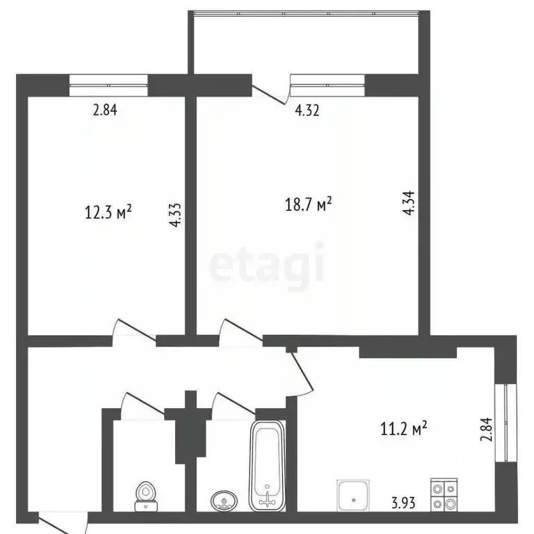 2-к кв. Ханты-Мансийский АО, Сургутский район, Белый Яр пгт ул. ... - Фото 1