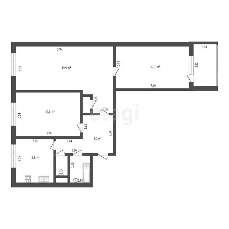 3-комнатная квартира: Дмитров, улица Космонавтов, 36 (58.4 м) - Фото 1