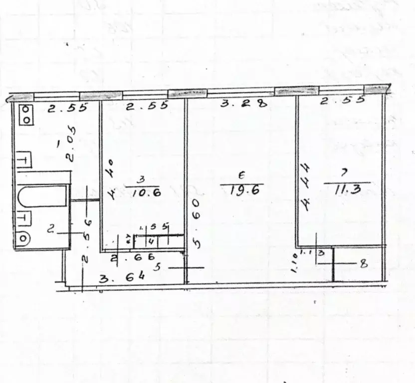 3-к кв. Татарстан, Казань ул. Мусина, 51а (58.1 м) - Фото 2