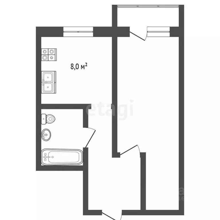 1-к кв. Калининградская область, Калининград Тихорецкая ул., 45 (24.0 ... - Фото 2