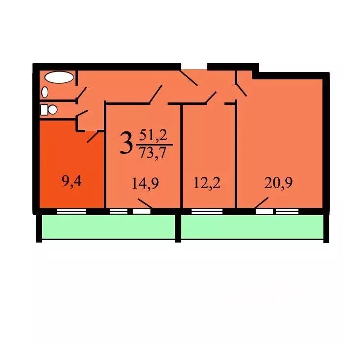 3-к кв. Москва Енисейская ул., 12 (74.0 м) - Фото 0