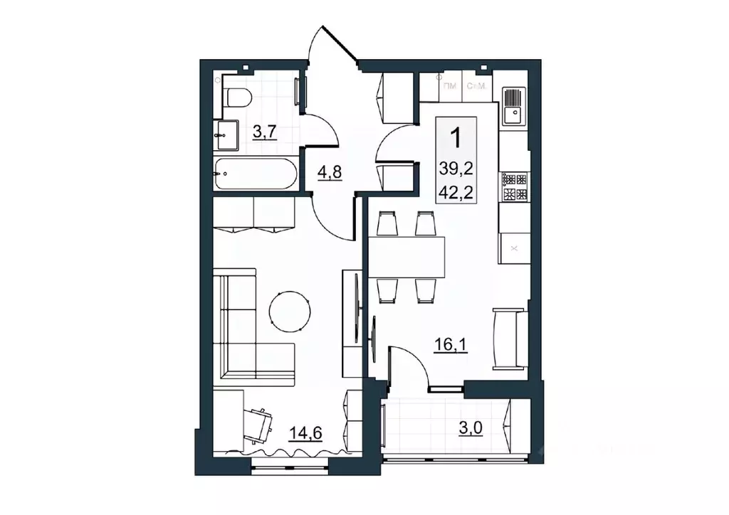 1-к кв. Саратовская область, Саратов ул. Имени Евгения Долгина, 6 ... - Фото 1