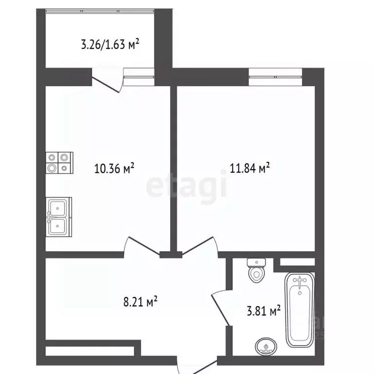 1-к кв. Крым, Симферополь ул. Виталия Чуркина (35.85 м) - Фото 2