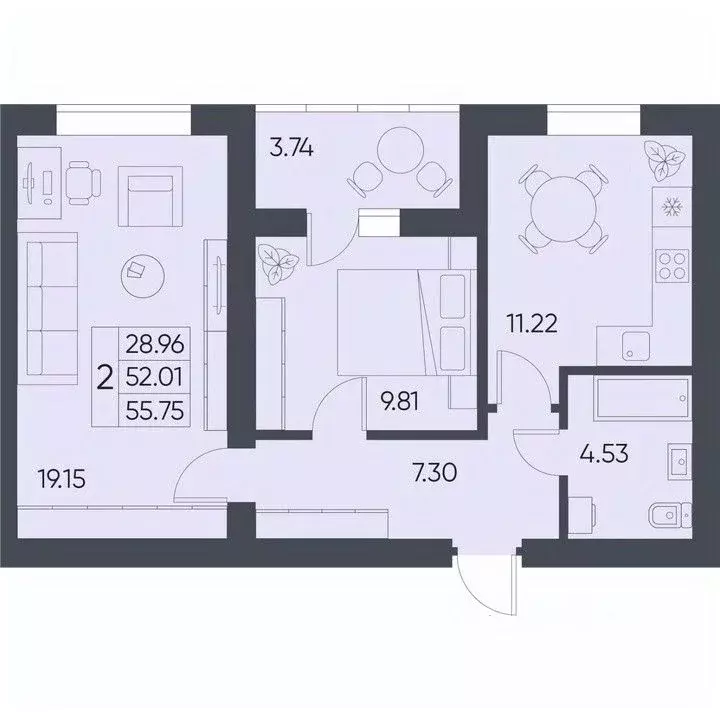 2-к кв. Саратовская область, Татищево рп ул. Михайловская, 13 (55.75 ... - Фото 1