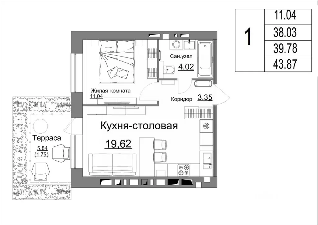 1-к кв. Калужская область, Калуга Жилыеы Острова кв-л,  (39.61 м) - Фото 0