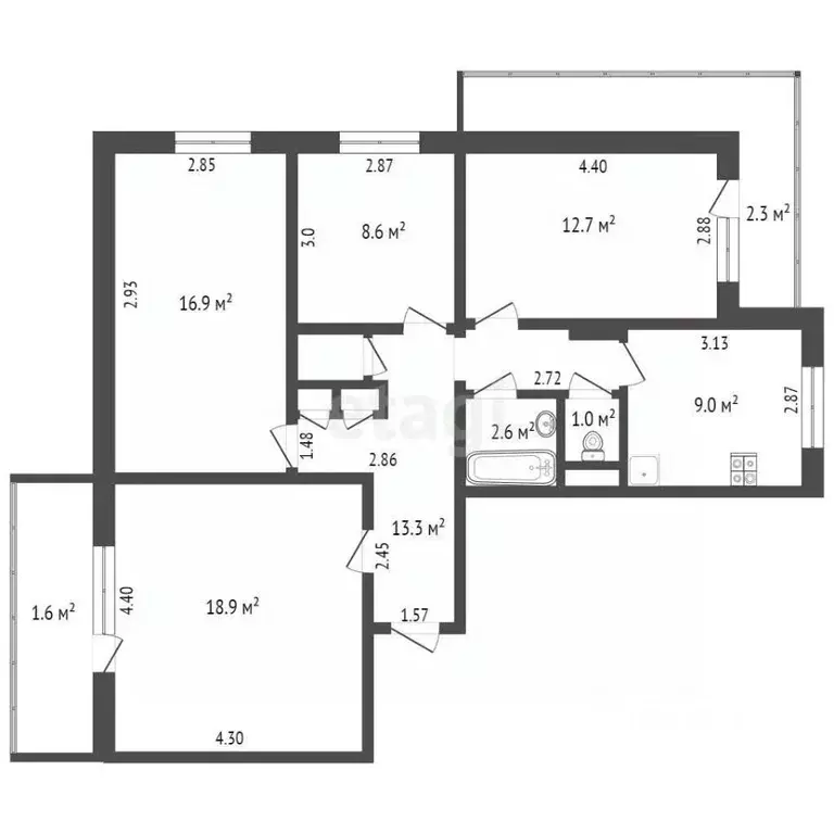 4-к кв. Забайкальский край, Чита Новобульварная ул., 90 (84.6 м) - Фото 1