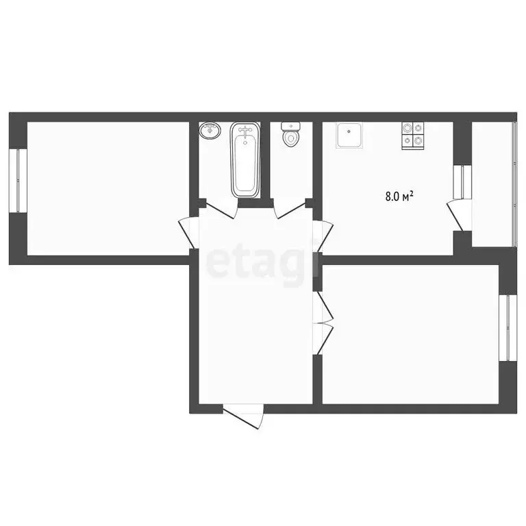 2-комнатная квартира: Тобольск, улица Свердлова, 26 (47.1 м) - Фото 1
