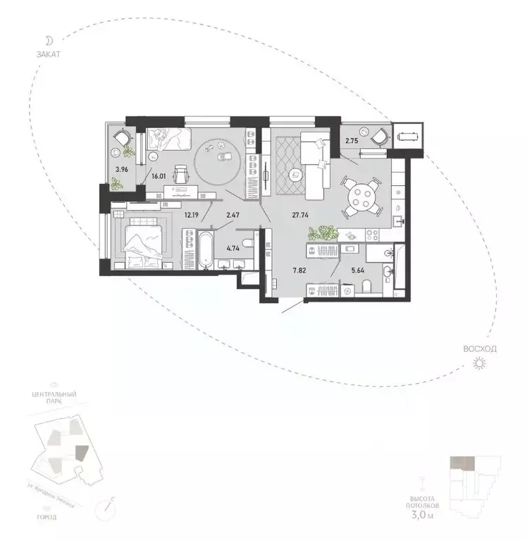 2-к кв. Тульская область, Тула Премьер Парк жилой комплекс (83.32 м) - Фото 1