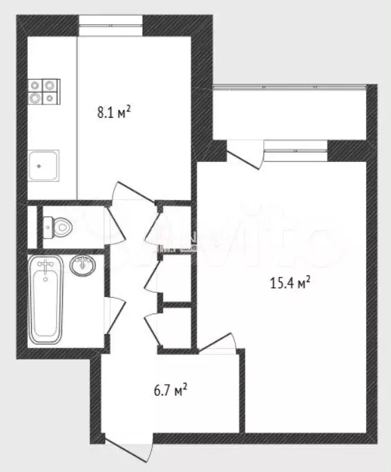 1-к. квартира, 34,8 м, 8/9 эт. - Фото 0