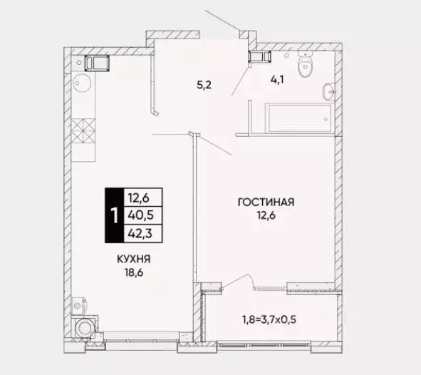 1-к кв. Ростовская область, Ростов-на-Дону Левобережье жилой комплекс ... - Фото 1