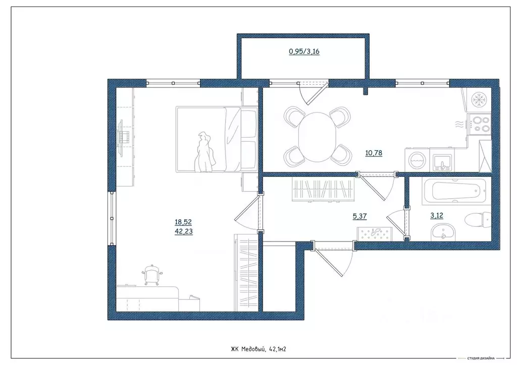 1-к кв. Тверская область, Тверь ул. Медовая, 9к4 (42.1 м) - Фото 1