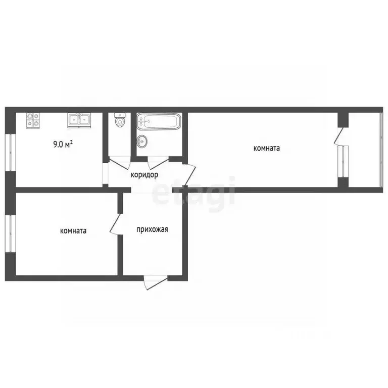 2-к кв. Ямало-Ненецкий АО, Муравленко ул. Муравленко, 25 (51.1 м) - Фото 1